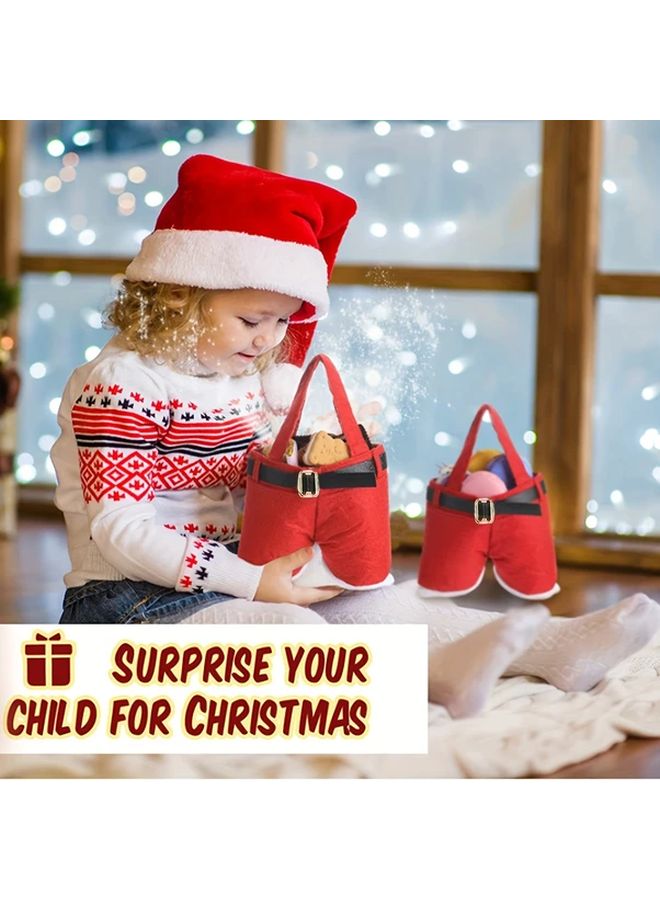Large Size 12pc Christmas Gift Bags Santa Claus Shorts Polyester Candy Bags Set - Image 3